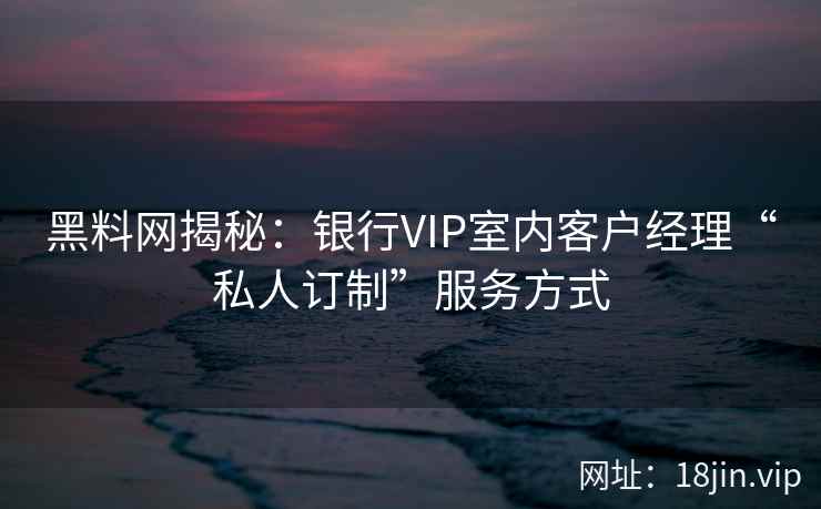 黑料网揭秘：银行VIP室内客户经理“私人订制”服务方式