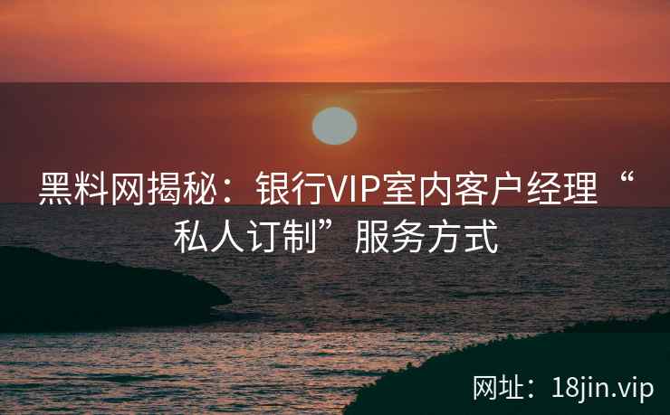 黑料网揭秘：银行VIP室内客户经理“私人订制”服务方式