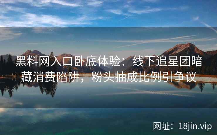 黑料网入口卧底体验：线下追星团暗藏消费陷阱，粉头抽成比例引争议